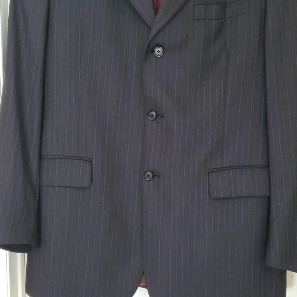 Ted Baker Black Endurance Pinstripe 3 Button Blazer Sz 44R‎